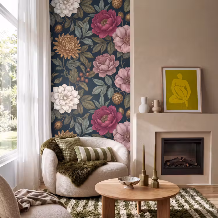 Behang - Bloemen - Botanisch - Illustratie - Donker - Vintage — 1