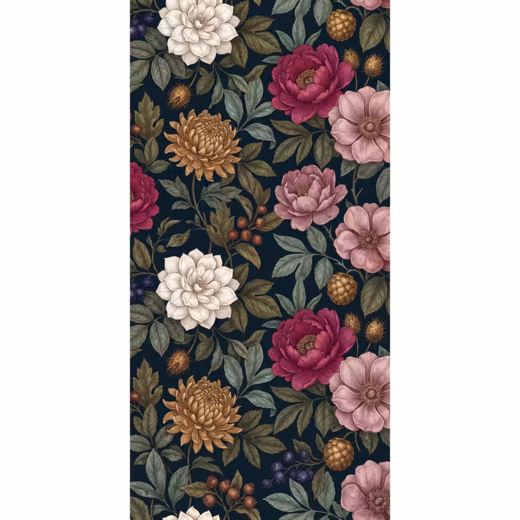 Behang - Bloemen - Botanisch - Illustratie - Donker - Vintage — 2