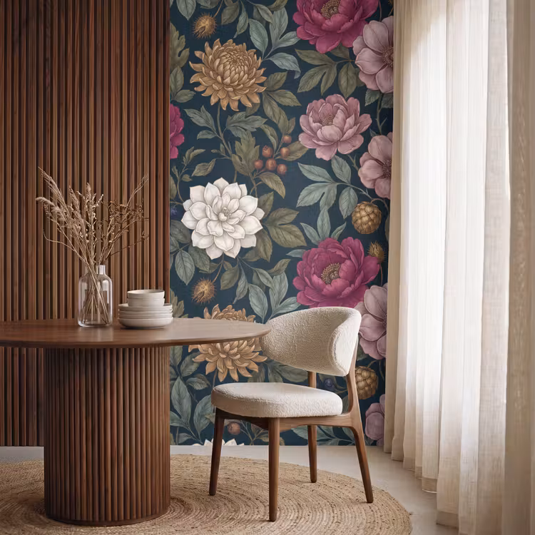 Behang - Bloemen - Botanisch - Illustratie - Donker - Vintage — 4