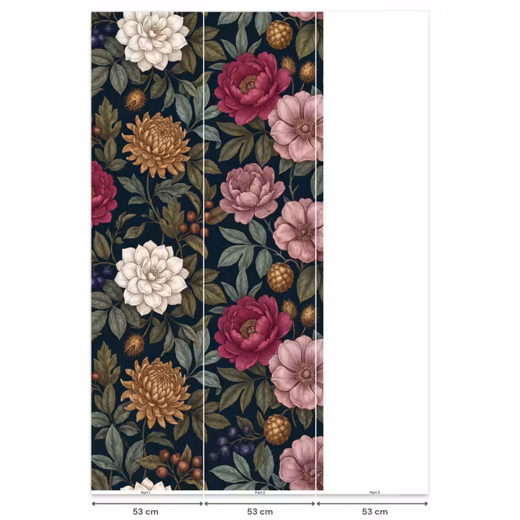 Behang - Bloemen - Botanisch - Illustratie - Donker - Vintage — 6
