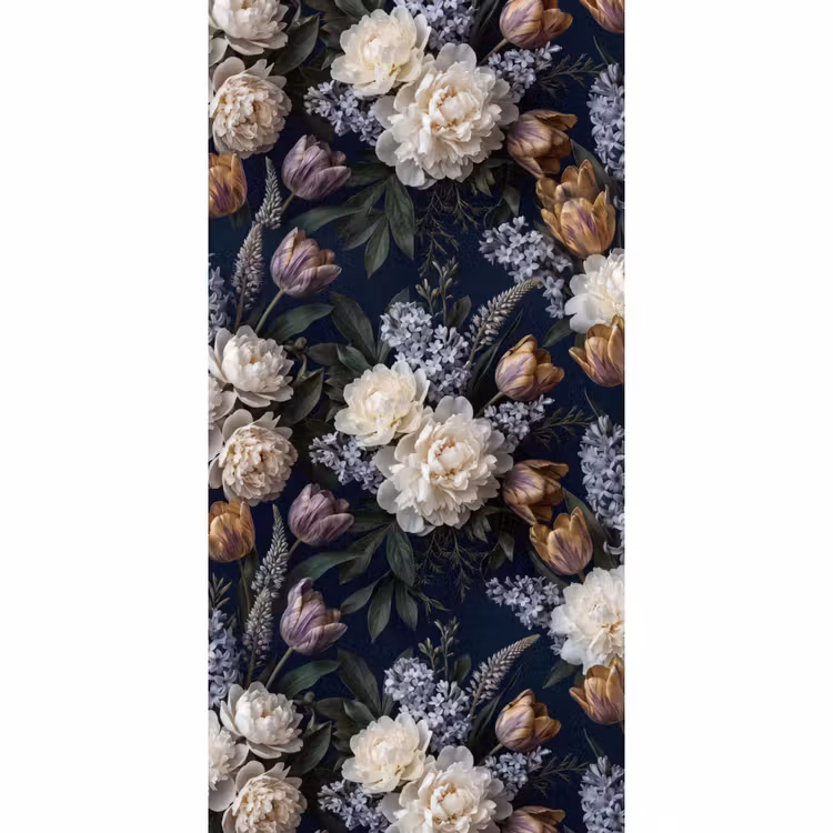 Behang - Bloemen - Donker - Elegant - Natuur - Wit — 2
