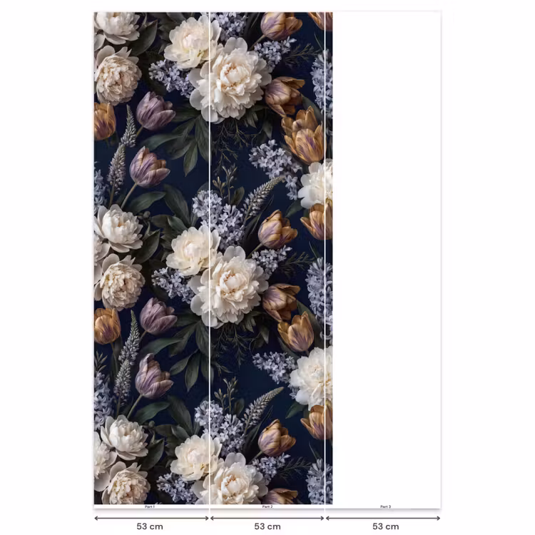 Behang - Bloemen - Donker - Elegant - Natuur - Wit — 6