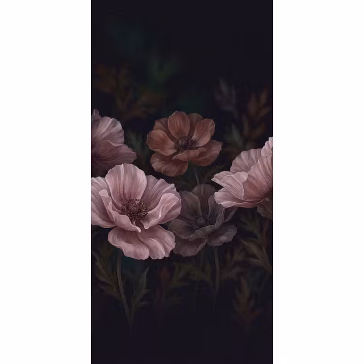 Behang - Bloemen - Natuur - Roze - Donker - Modern — 2