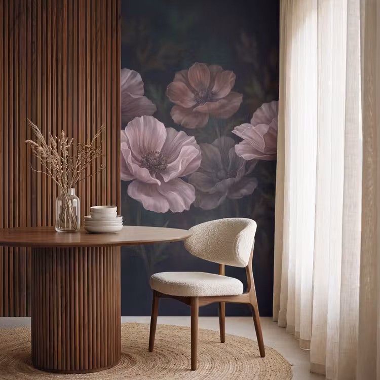 Behang - Bloemen - Natuur - Roze - Donker - Modern — 4