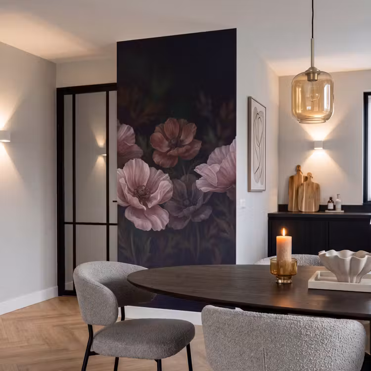 Behang - Bloemen - Natuur - Roze - Donker - Modern — 5