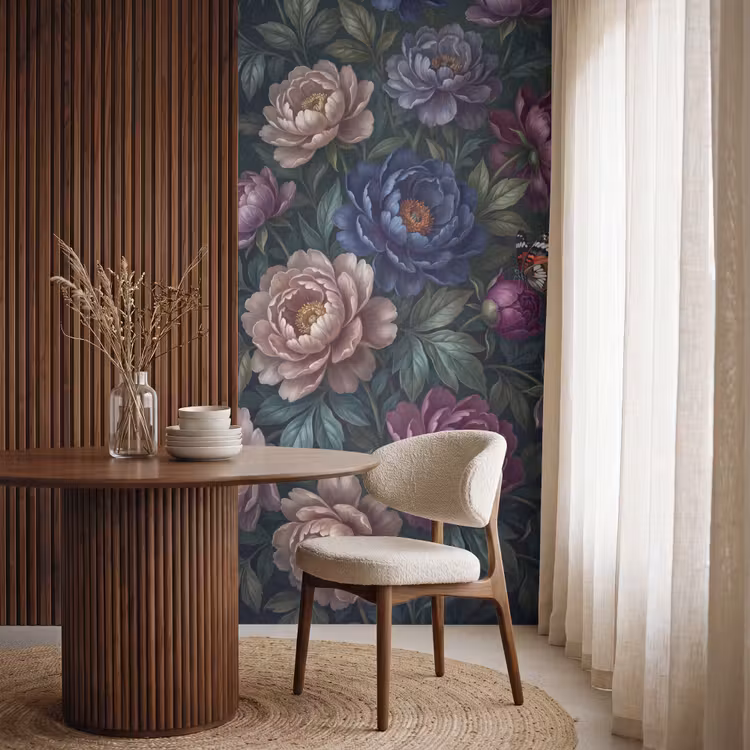 Behang - Bloemen - Vlinder - Natuur - Modern - Paars — 4