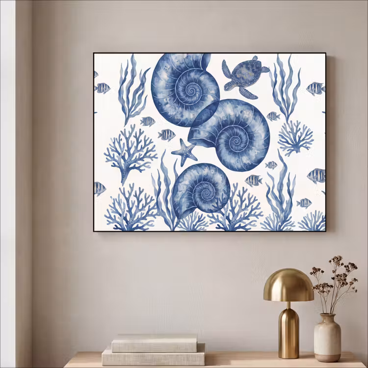 Art Frame - Schelp - Spiraal - Zeeleven - Aquarel - Blauw — 3