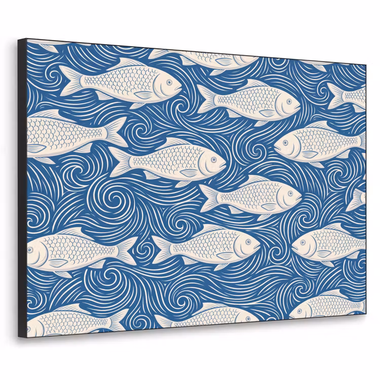 Art Frame - Vis - Water - Patroon - Grafisch - Blauw — 1