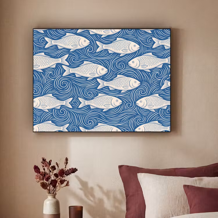 Art Frame - Vis - Water - Patroon - Grafisch - Blauw — 2