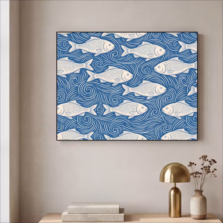 Art Frame - Vis - Water - Patroon - Grafisch - Blauw — 3
