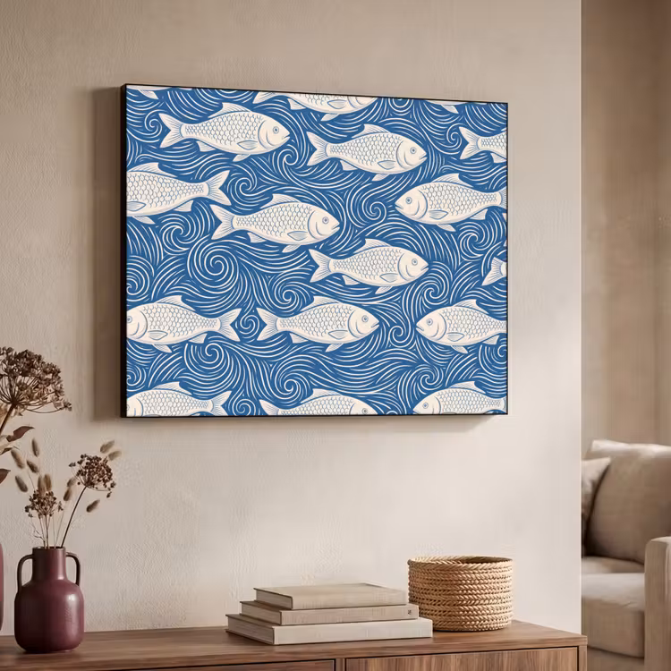 Art Frame - Vis - Water - Patroon - Grafisch - Blauw — 4