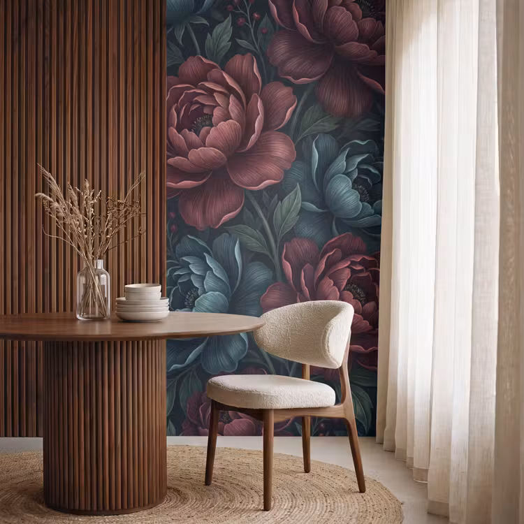 Behang - Bloemen - Patroon - Natuur - Klassiek - Donker — 4
