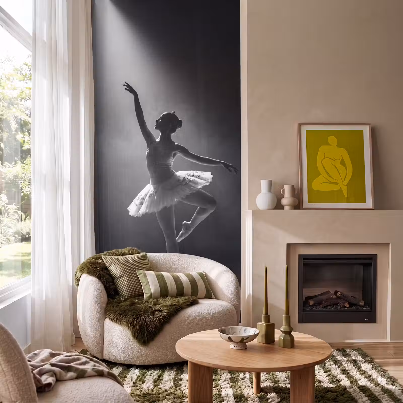 Behang - Danser - Podium - Zwart-wit - Kunst - Klassiek — 1