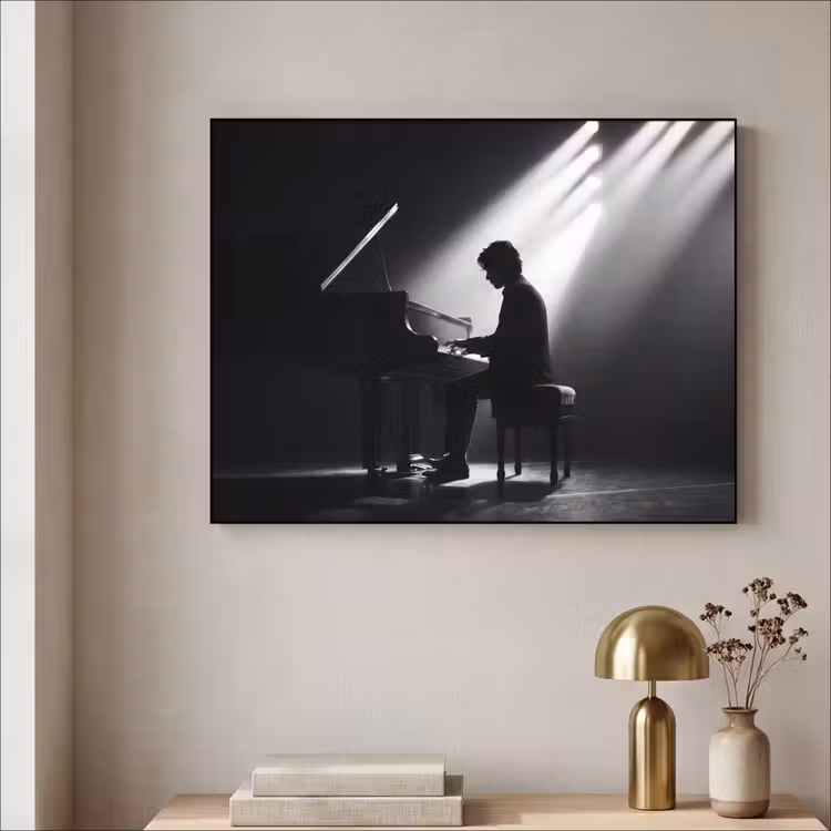 Art Frame - Persoon - Piano - Muziek - Zwart-wit - Podium — 3