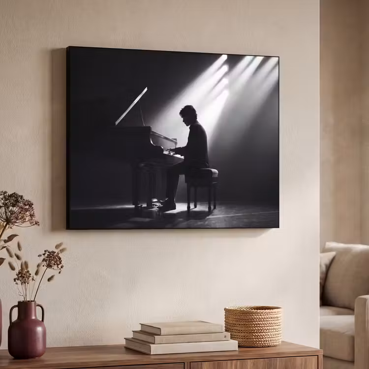 Art Frame - Persoon - Piano - Muziek - Zwart-wit - Podium — 4