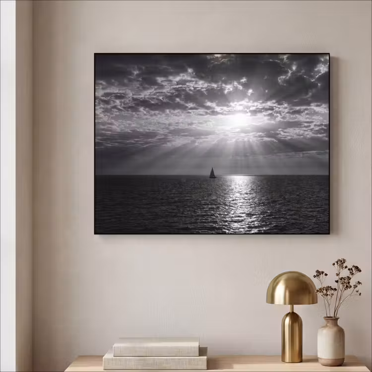 Art Frame - Water - Boot - Lucht - Natuur - Zwart-wit — 3