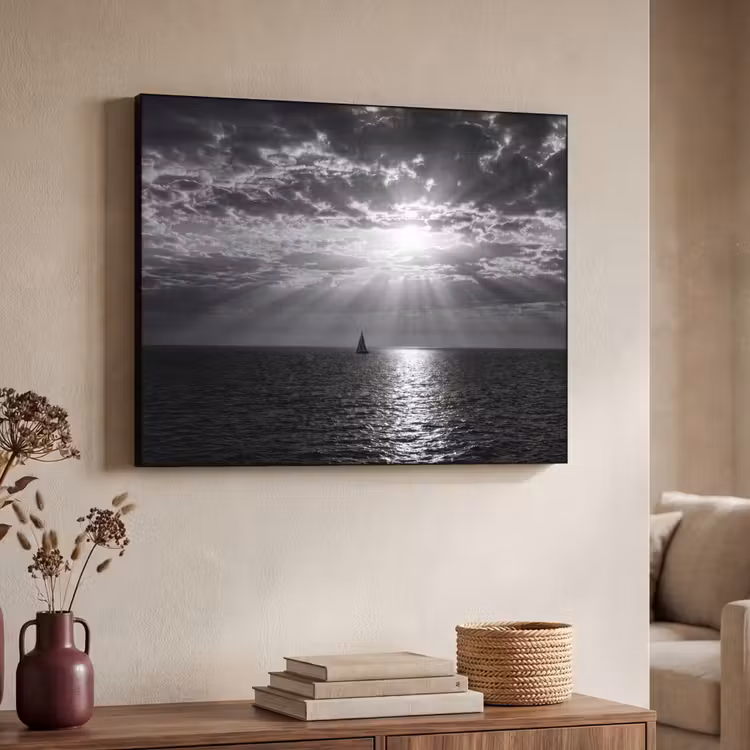 Art Frame - Water - Boot - Lucht - Natuur - Zwart-wit — 4