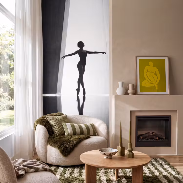 Behang - Danser - Silhouette - Kunst - Modern - Zwart-wit — 1