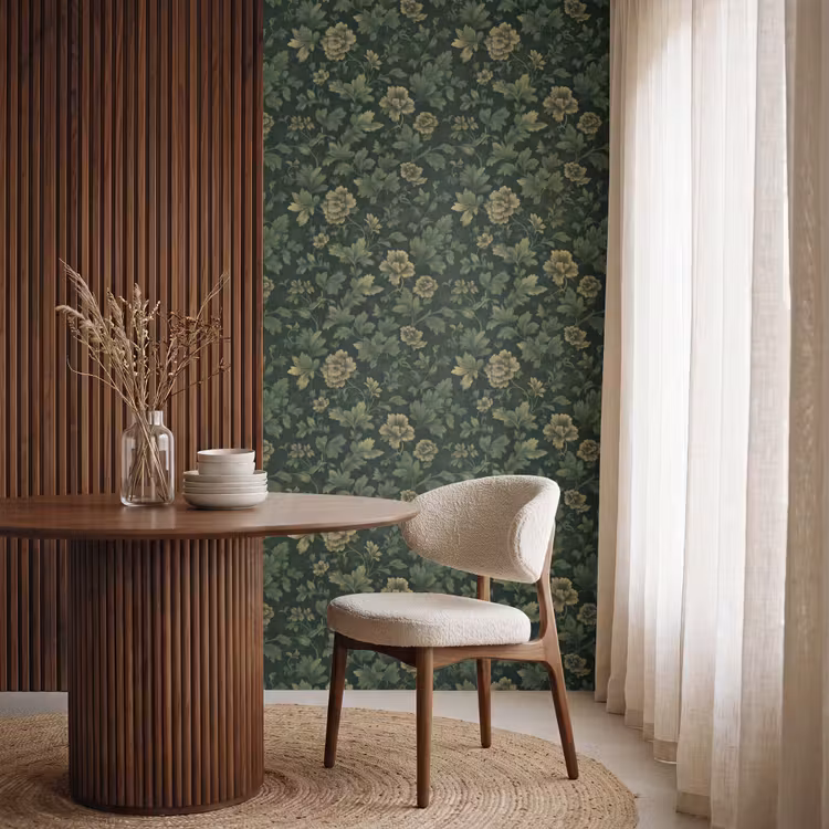 Behang - Donker - Groen - Goud - Botanisch — 4