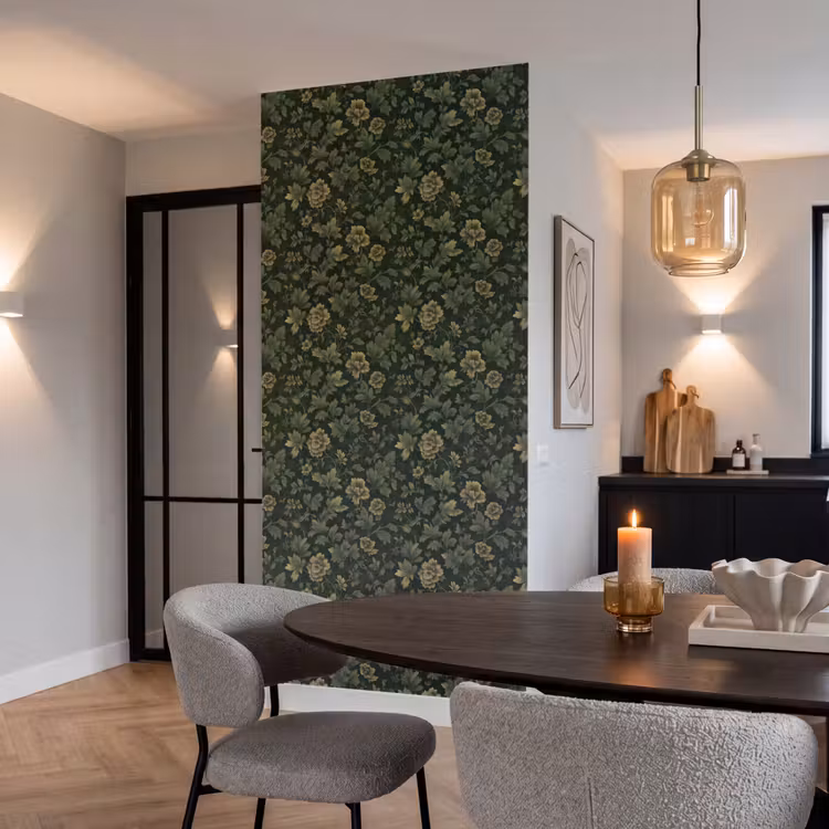 Behang - Donker - Groen - Goud - Botanisch — 5