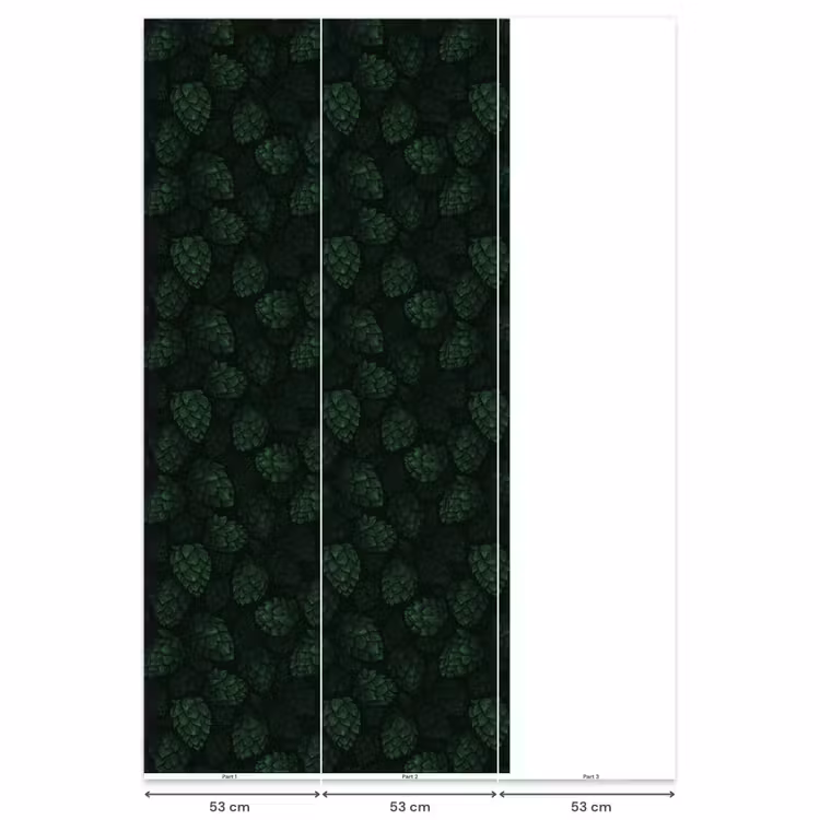 Behang - Donker - Groen - Hopbellen - Botanisch - Illustratie — 6
