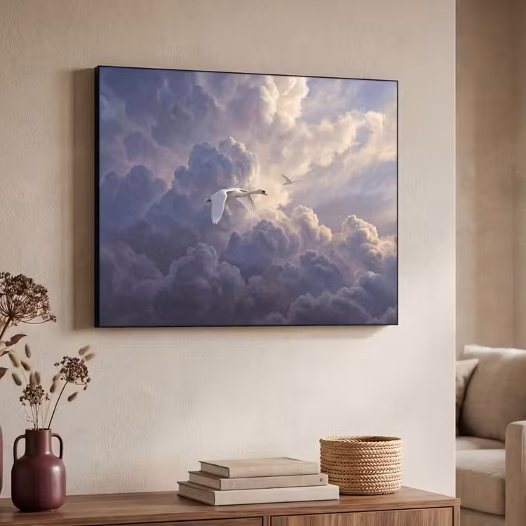 Art Frame - Vogel - Vliegend - Natuur - Wit - Wolken — 4