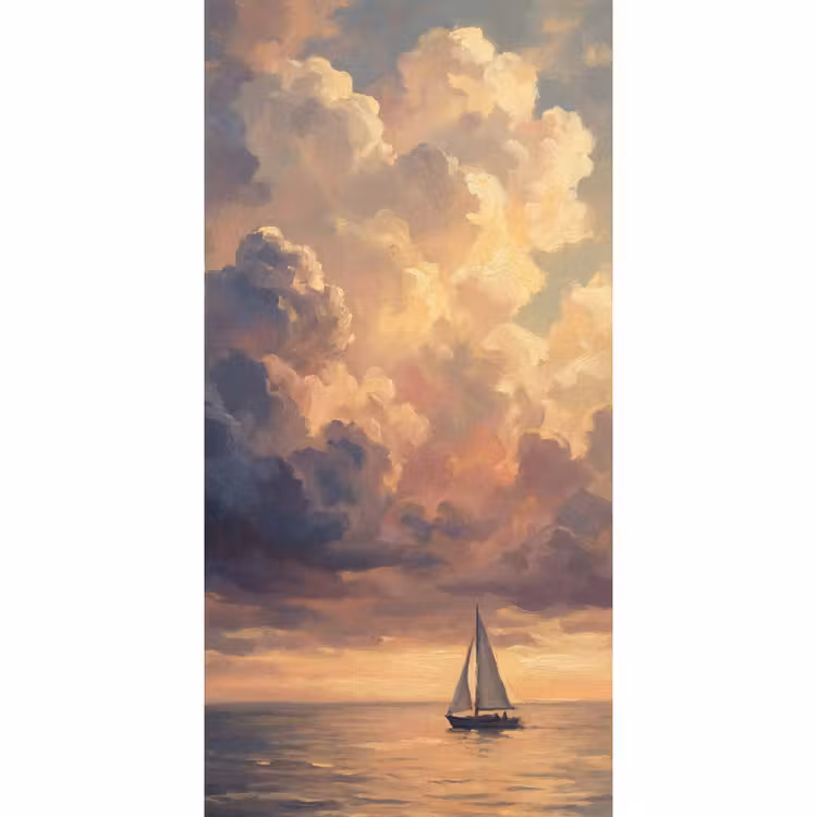 Behang - Boot - Zonsondergang - Zee - Natuur - Goud — 2