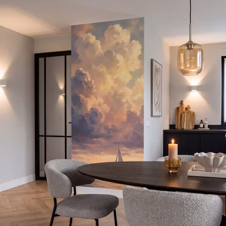 Behang - Boot - Zonsondergang - Zee - Natuur - Goud — 5