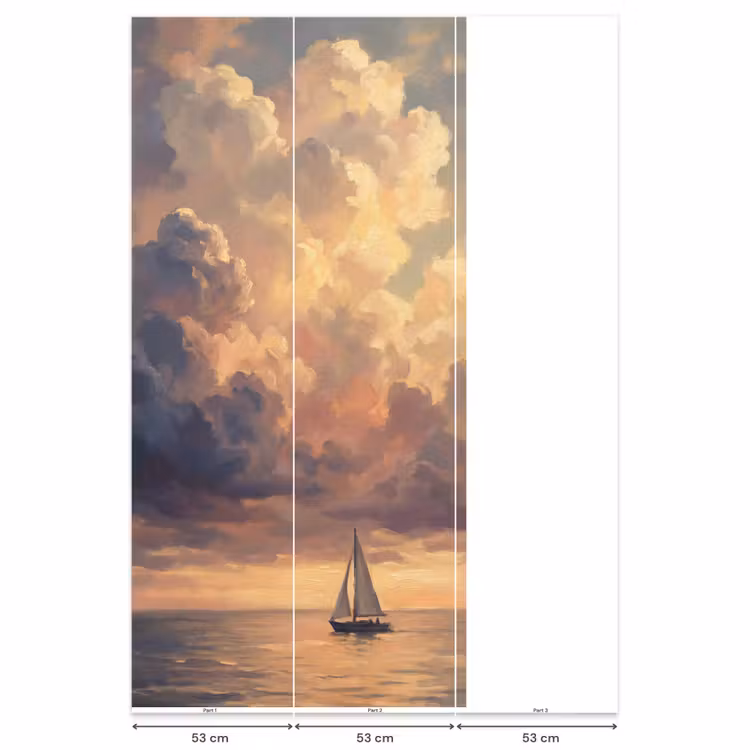 Behang - Boot - Zonsondergang - Zee - Natuur - Goud — 6