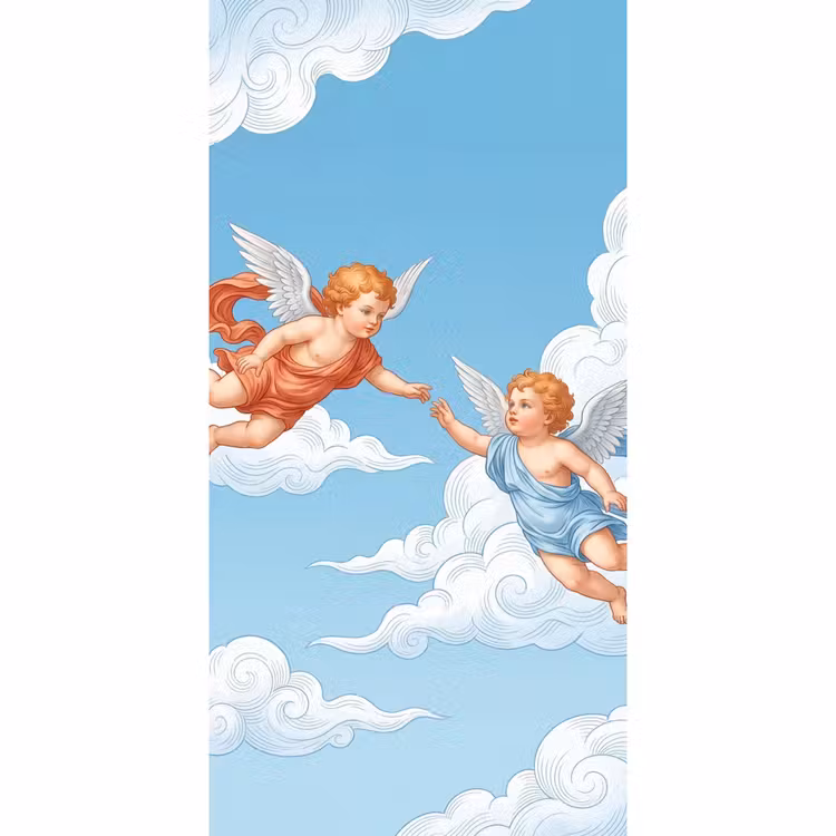 Behang - Engel - Vliegend - Klassiek - Blauw — 2