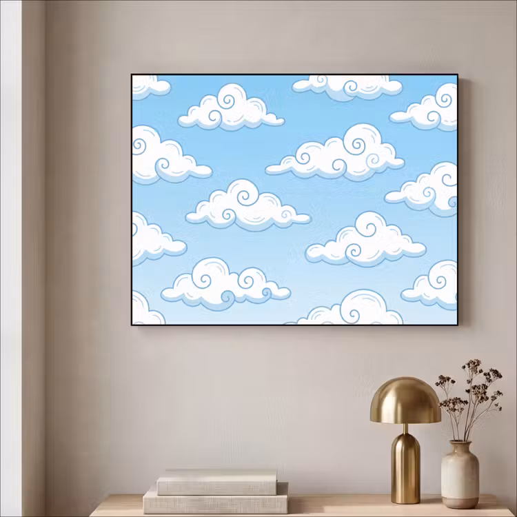 Art Frame - Wolk - Lucht - Cartoon - Blauw - Wit — 3