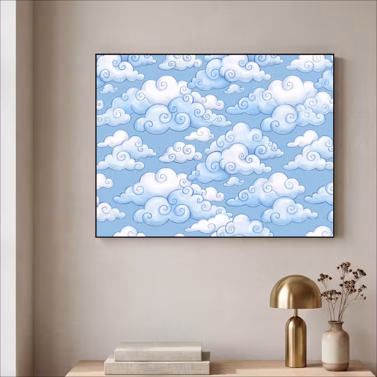 Art Frame - Wolken - Patroon - Hemel - Illustratie - Wit — 3