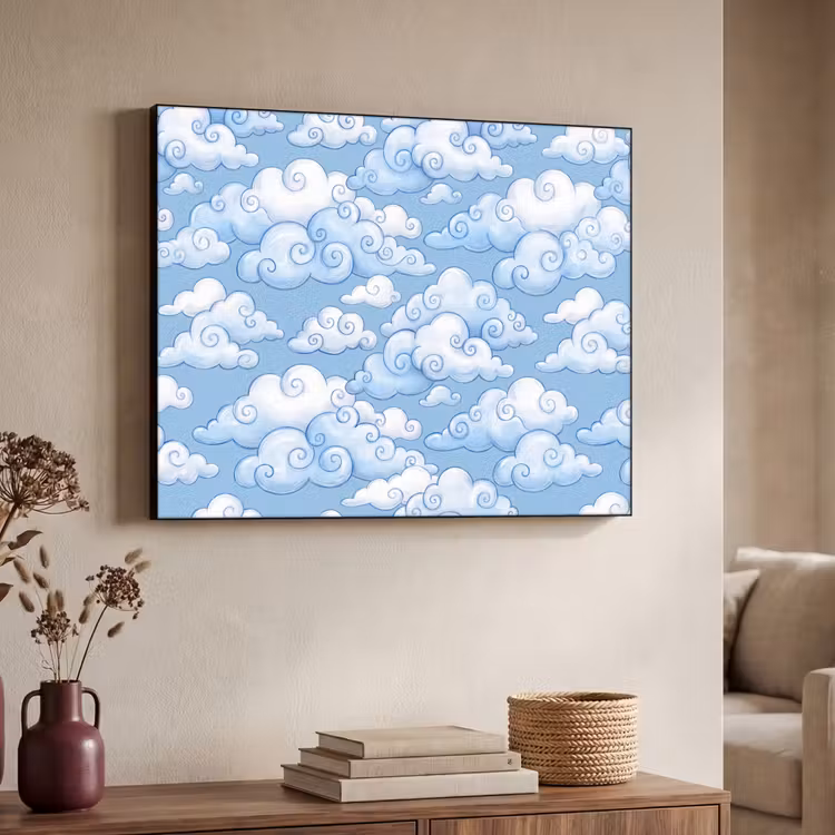 Art Frame - Wolken - Patroon - Hemel - Illustratie - Wit — 4