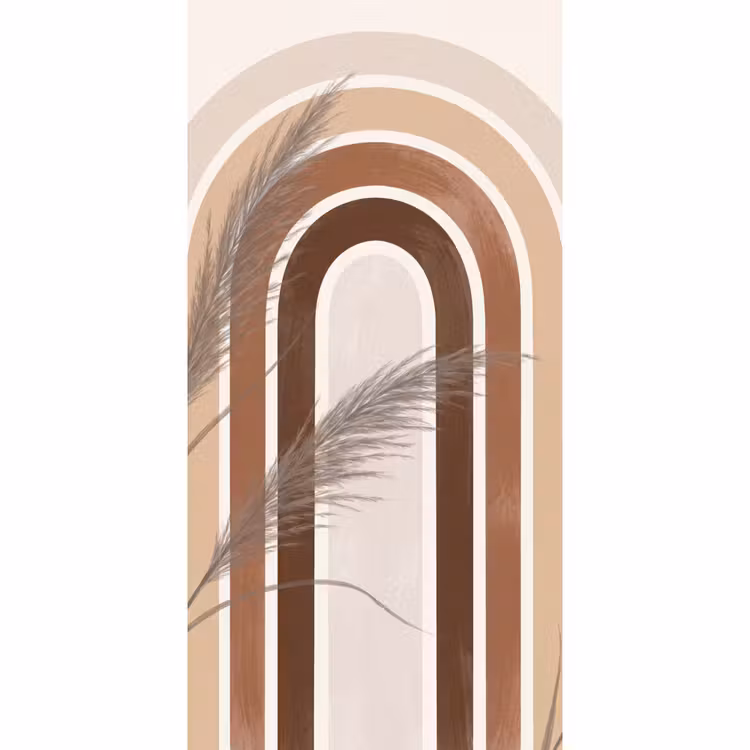 Behang - Abstract - Bogen - Plant - Boho - Beige — 2