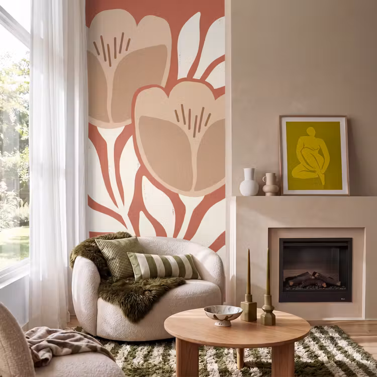 Behang - Bloemen - Abstract - Modern - Beige - Natuur — 1