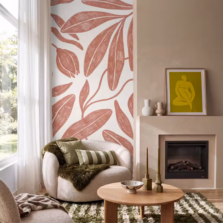 Behang - Bloemen - Patroon - Modern - Natuur - Bruin — 1