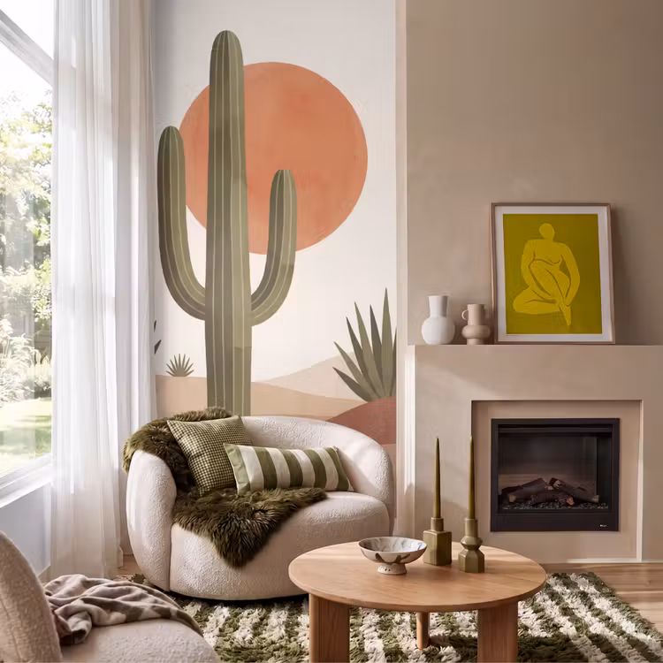 Behang - Cactus - Duinen - Modern - Landschap - Groen — 1