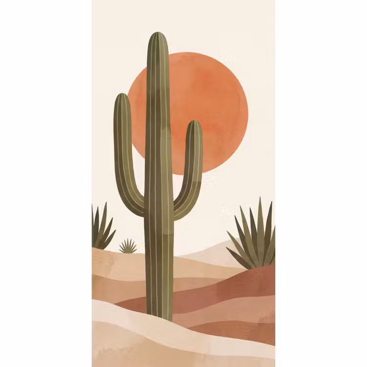 Behang - Cactus - Duinen - Modern - Landschap - Groen — 2