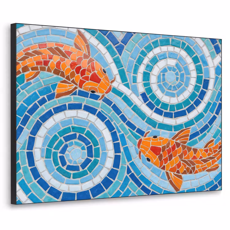 Art Frame - Vis - Mozaïek - Water - Decoratief - Blauw — 1