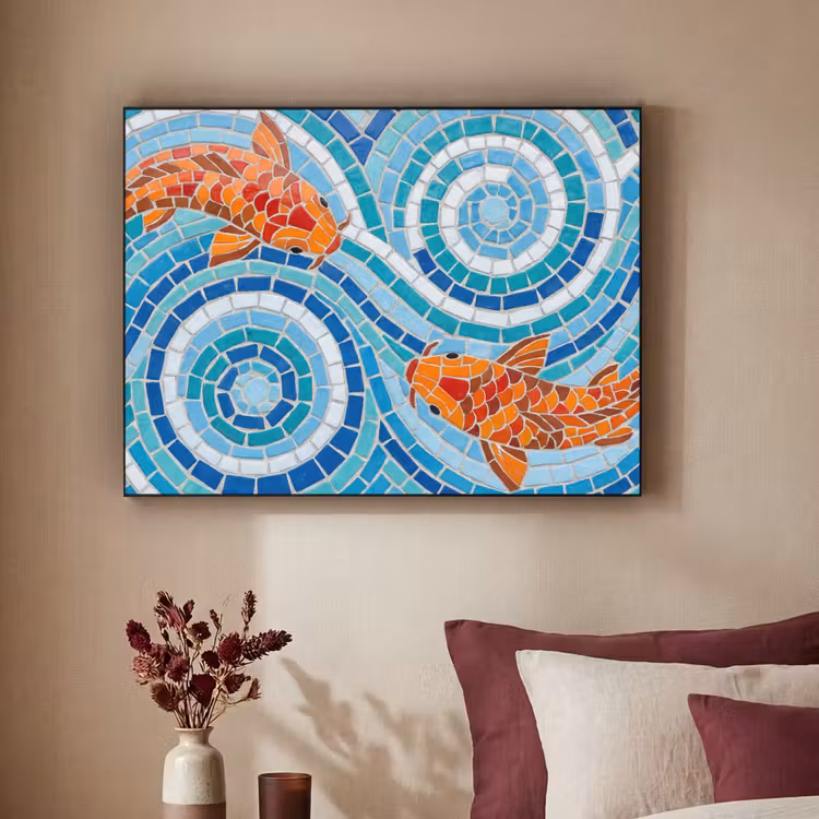 Art Frame - Vis - Mozaïek - Water - Decoratief - Blauw — 2