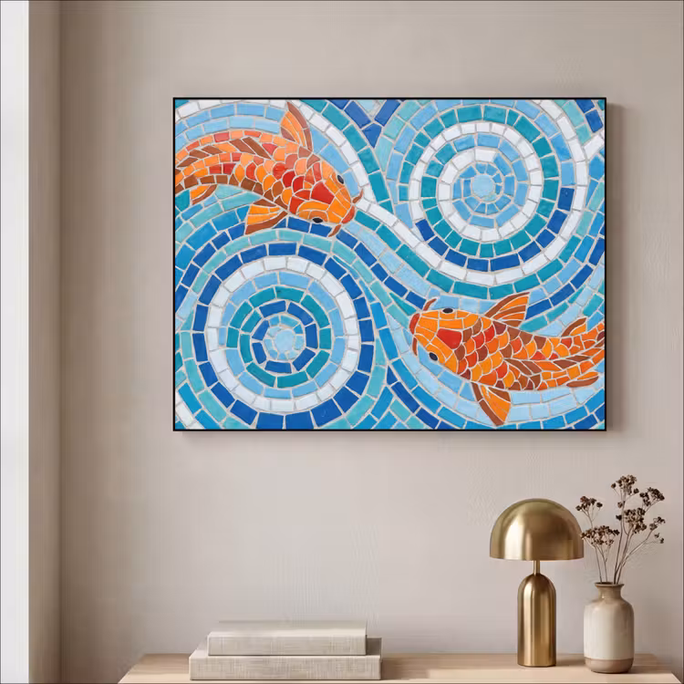 Art Frame - Vis - Mozaïek - Water - Decoratief - Blauw — 3