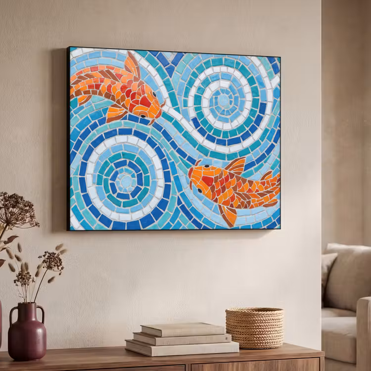 Art Frame - Vis - Mozaïek - Water - Decoratief - Blauw — 4