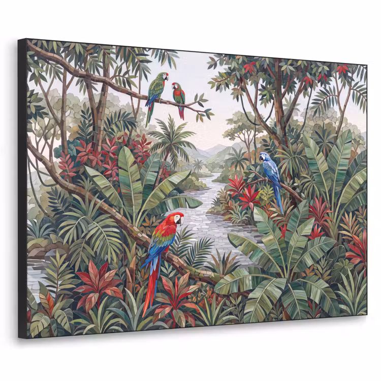 Art Frame - Vogel - Jungle - Natuur - Mozaïek - Groen — 1