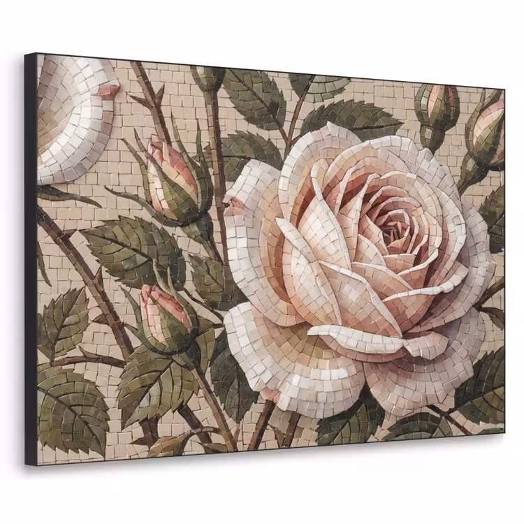 Art Frame - Roos - Mozaïek - Bloemen - Klassiek - Beige — 1