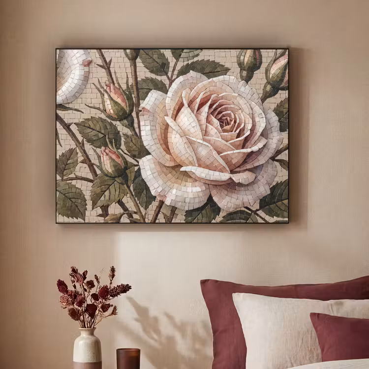 Art Frame - Roos - Mozaïek - Bloemen - Klassiek - Beige — 2