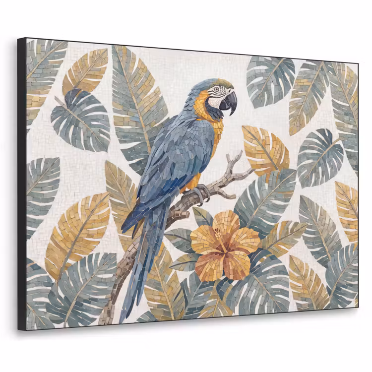 Art Frame - Vogel - Tak - Natuur - Mozaïek - Blauw — 1