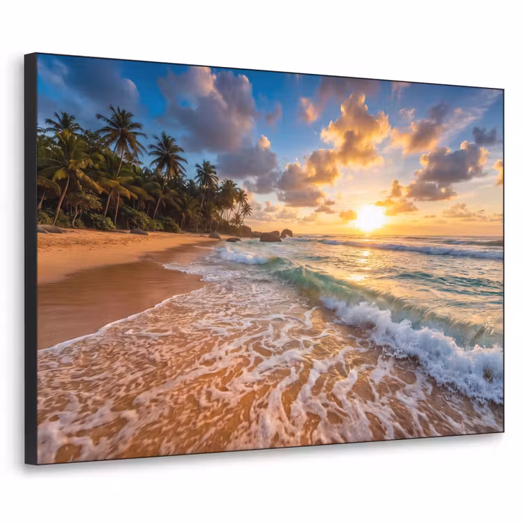 Art Frame - Strand - Zonsondergang - Golven - Natuur - Goud — 1