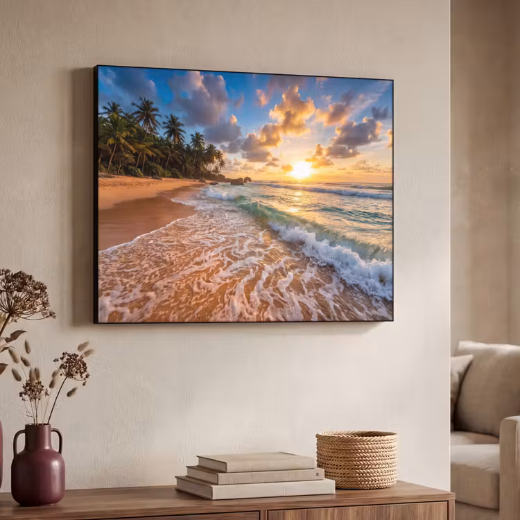 Art Frame - Strand - Zonsondergang - Golven - Natuur - Goud — 4