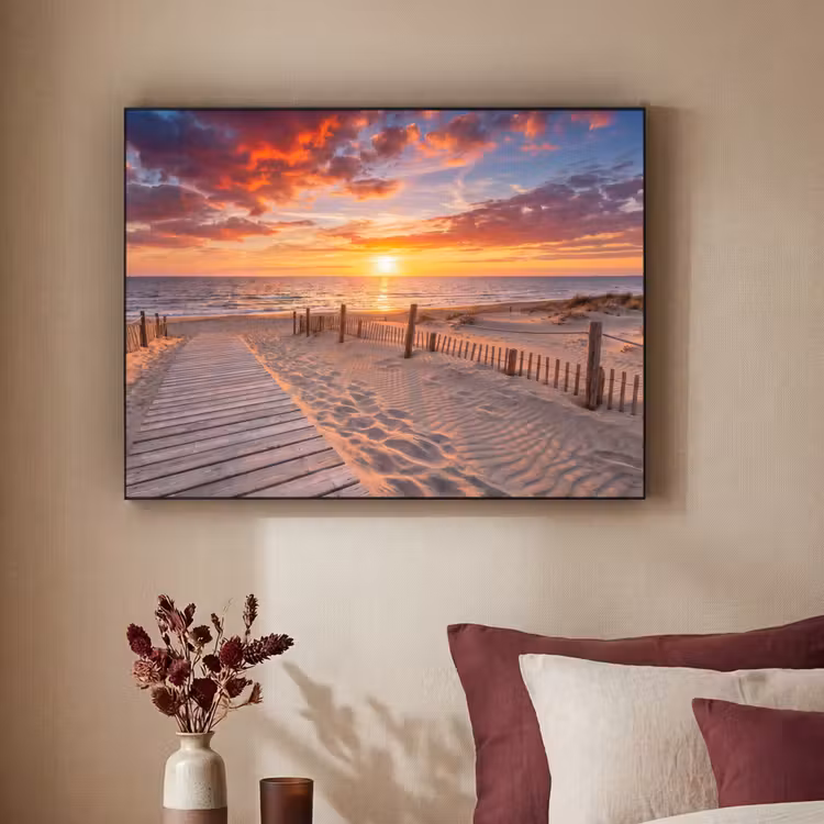 Art Frame - Strand - Zonsondergang - Zee - Natuur - Oranje — 2