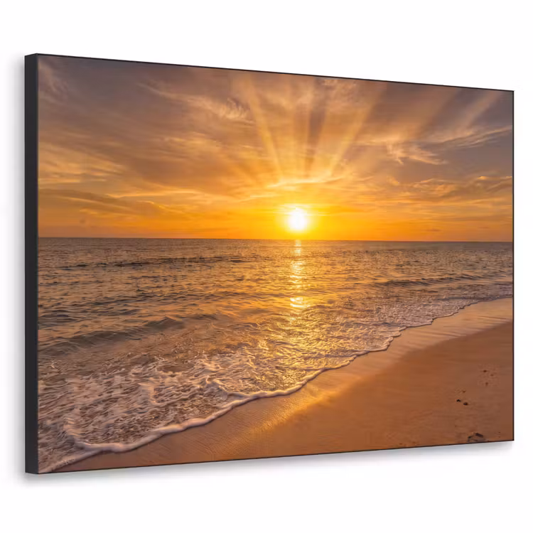 Art Frame - Zee - Zonsondergang - Golven - Kust - Oranje — 1